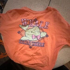 Kids Orange Whale Graphic Sweatshirt